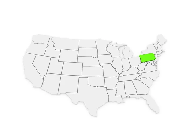 Mapa tridimensional de Pennsylvania. Estados Unidos . —  Fotos de Stock