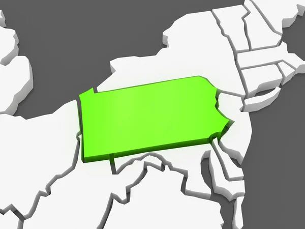 Dreidimensionale Karte von Pennsylvania. USA. — Stockfoto