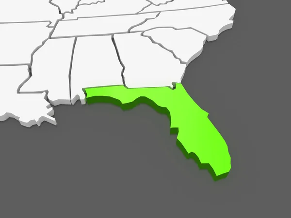 Trójwymiarowa mapa Florydy. Stany Zjednoczone Ameryki. — Stockfoto