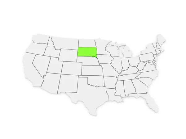 Trójwymiarową mapę z Dakoty Południowej. Stany Zjednoczone Ameryki. — Zdjęcie stockowe