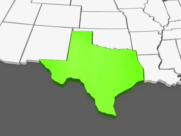 Dreidimensionale Karte von Texas. USA. — Stockfoto