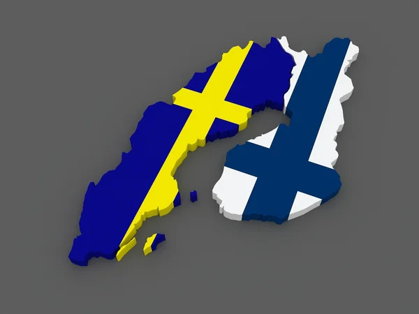 Sweden and Finland. map. — Stock Photo, Image