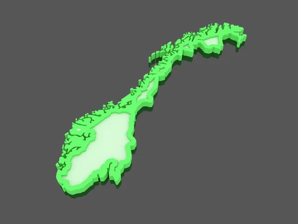 Tredimensionell karta över Norge. — Stockfoto