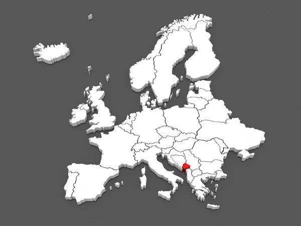 Karte von Europa und Montenegro. — Stockfoto