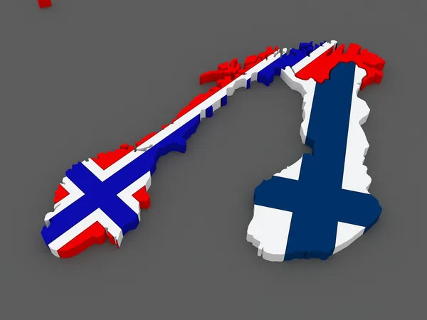 Norge och finland. karta. — Stockfoto