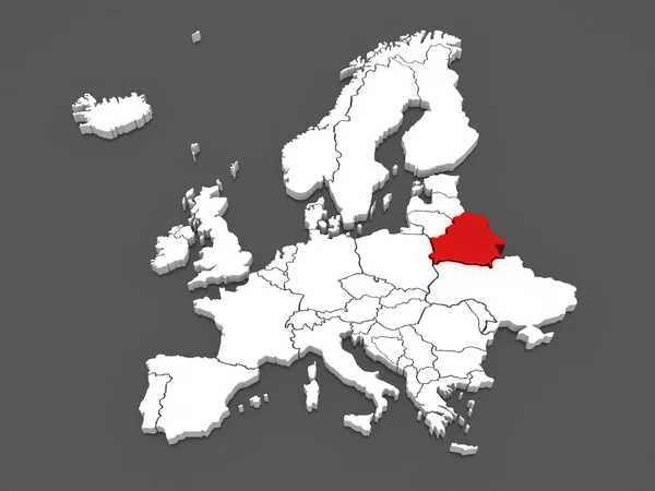 Mapa Evropy a Bělorusko. — Stock fotografie