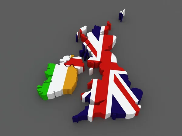 Irlandii i Wielkiej Brytanii. Mapa. — Zdjęcie stockowe