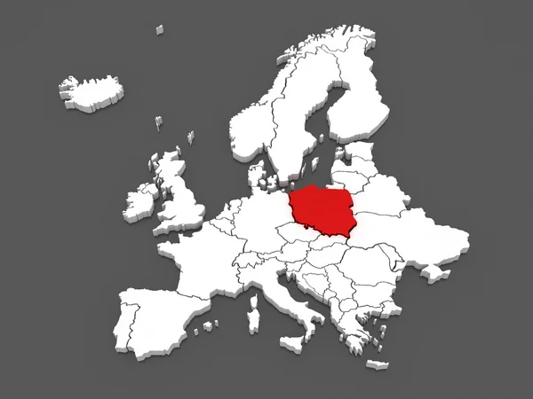 Mapa Evropy a Polsko. — Stock fotografie
