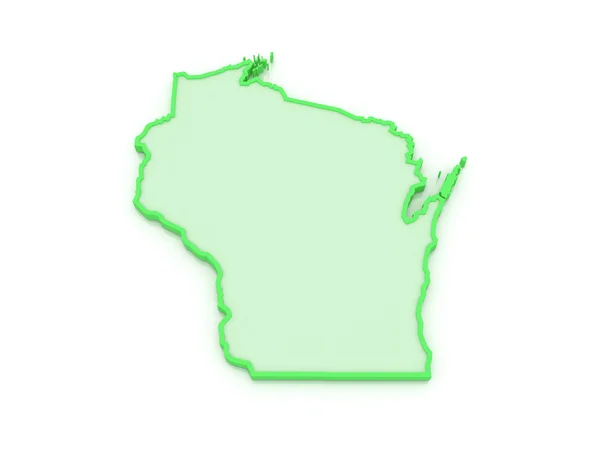 Dreidimensionale Landkarte von Wisconsin. USA. — Stockfoto