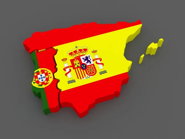 Portugal och Spanien. karta. — Stockfoto