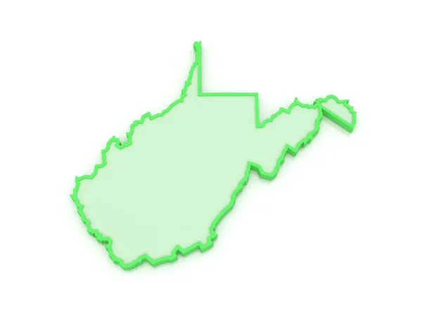 Mapa tridimensional da Virgínia Ocidental. Estados Unidos . — Fotografia de Stock