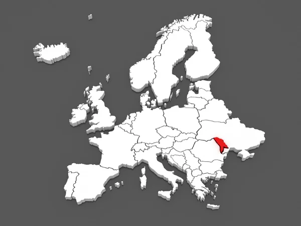 Mapa Evropy a Moldávie. — Stock fotografie