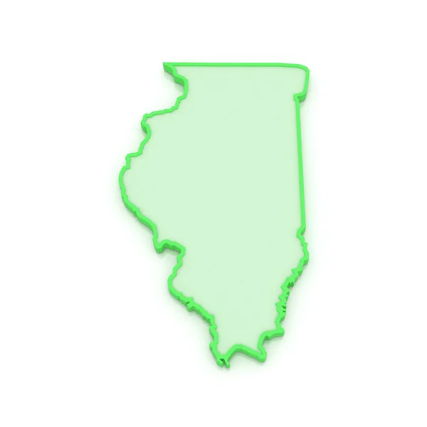 Three-dimensional map of Illinois. USA. — Stock Photo, Image