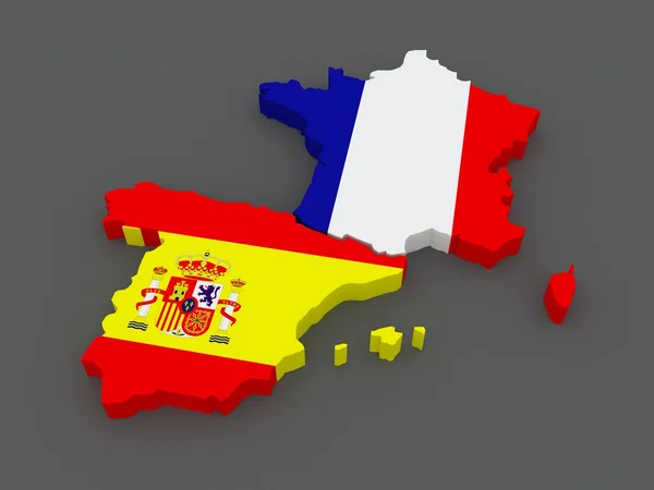 Spanien und Frankreich. Karte. — Stockfoto