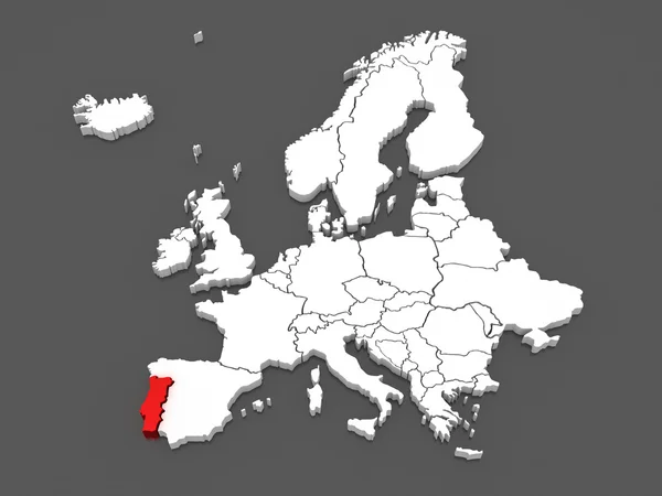 Mapa Evropy a Portugalska. — Stock fotografie