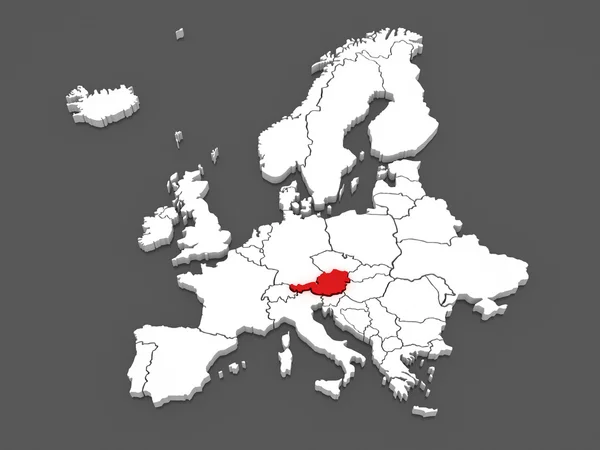 Mappa dell'Europa e dell'Austria . — Foto Stock