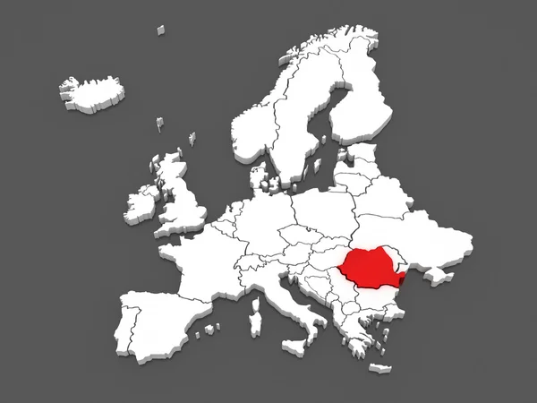 Mapa Evropy a Rumunska. — Stock fotografie