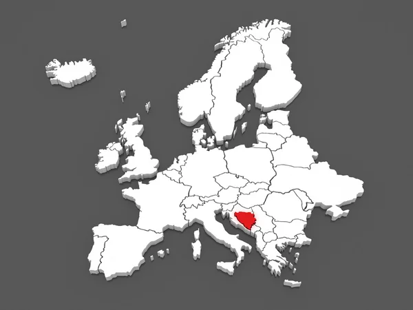 Mapa Evropy a Bosně a Hercegovině. — Stock fotografie