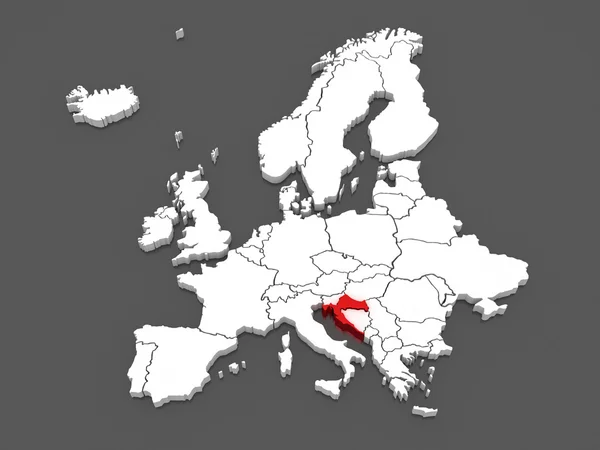 Karte von Europa und Kroatien. — Stockfoto