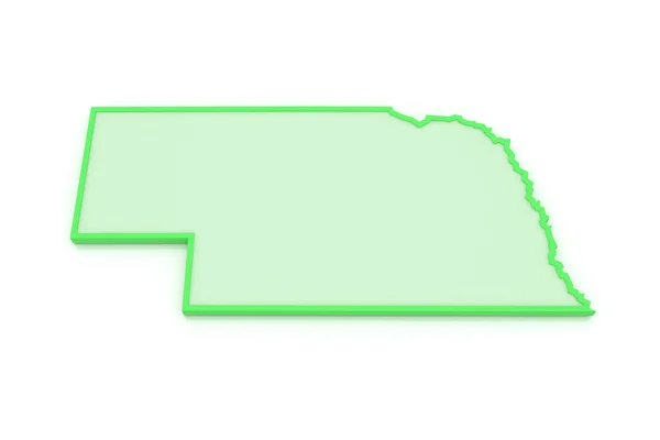 Mapa tridimensional de Nebraska. Estados Unidos . — Foto de Stock