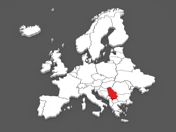 Mappa dell'Europa e della Serbia . — Foto Stock