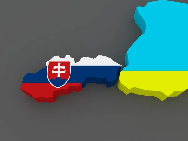 スロバキアとウクライナ。地図. — ストック写真