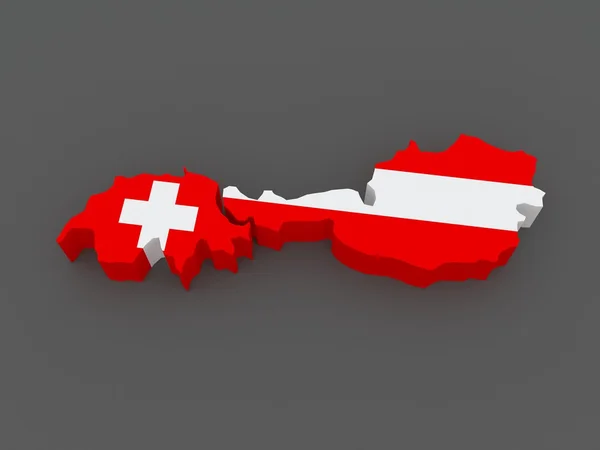 Ελβετία και Αυστρία. Χάρτης. — Φωτογραφία Αρχείου