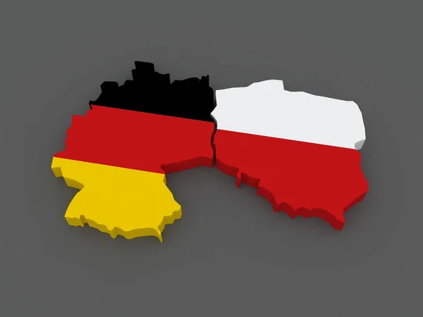 Niemcy i Polska. Mapa. — Zdjęcie stockowe