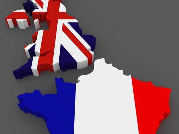 Wielkiej Brytanii i Francji. Mapa. — Zdjęcie stockowe