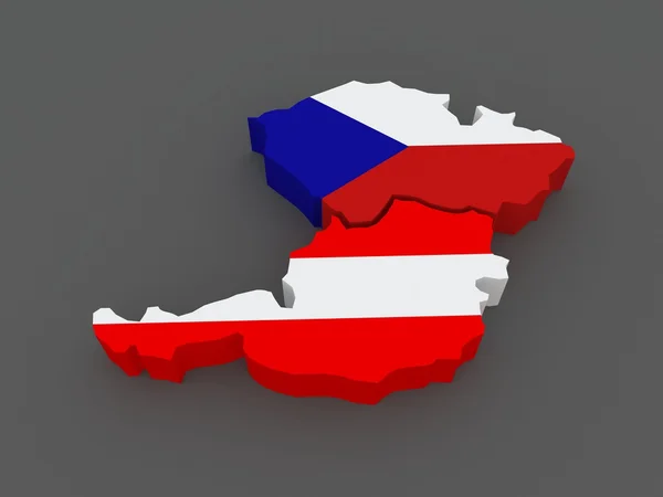 Avusturya ve Çek Cumhuriyeti. harita. — Stok fotoğraf