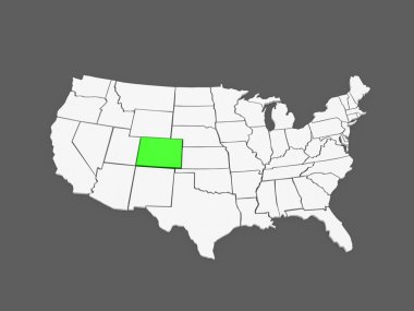 üç boyutlu harita Colorado. ABD.
