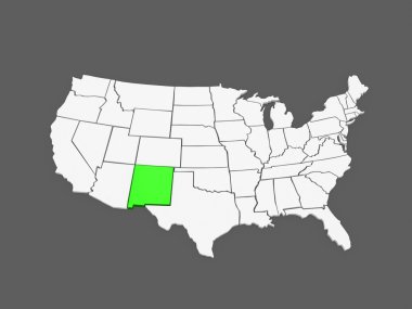 üç boyutlu harita new Mexico. ABD.