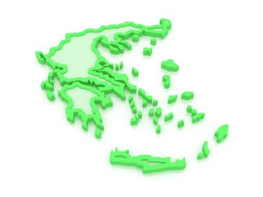 Yunanistan'ın üç boyutlu Haritası.