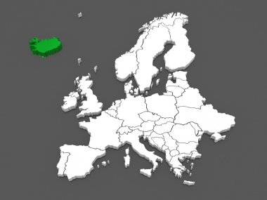 Avrupa ve İzlanda Haritası.