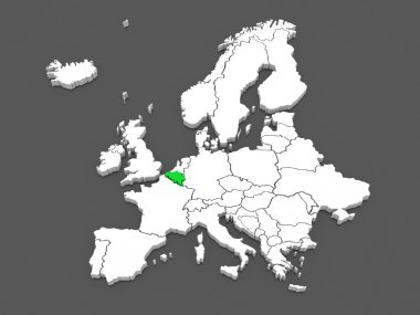 Belçika ve Avrupa Haritası.