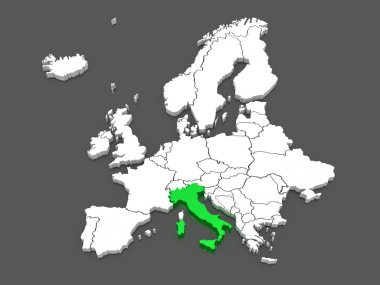 Avrupa ve İtalya Haritası.