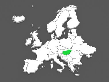 Avrupa ve Macaristan haritası.
