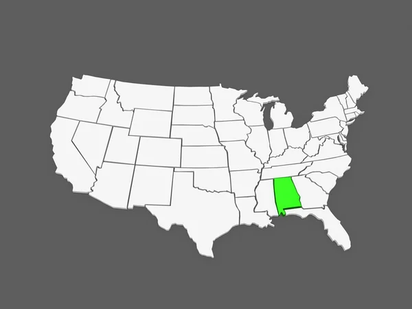 Mapa tridimensional de Alabama. Estados Unidos . — Foto de Stock