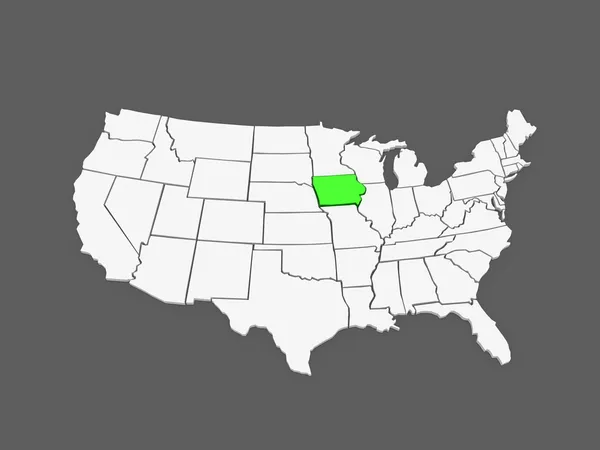 Mapa tridimensional de Iowa. Estados Unidos . — Foto de Stock