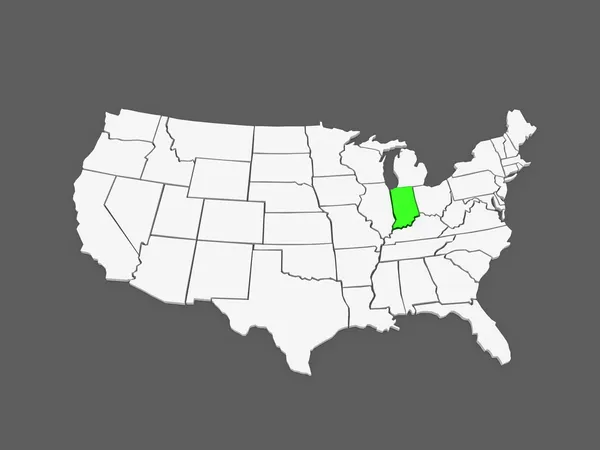 Mapa tridimensional de Indiana. Estados Unidos . — Foto de Stock