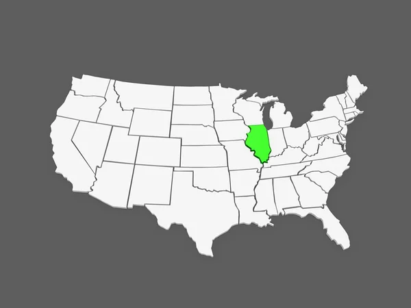 Mapa tridimensional de Illinois. Estados Unidos . — Foto de Stock