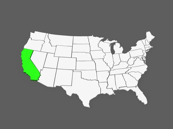 Dreidimensionale Karte von Kalifornien. USA. — Stockfoto