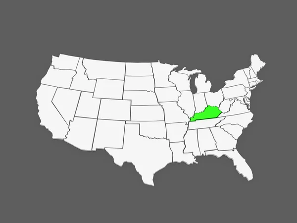 Trójwymiarową mapę z kentucky. Stany Zjednoczone Ameryki. — Zdjęcie stockowe