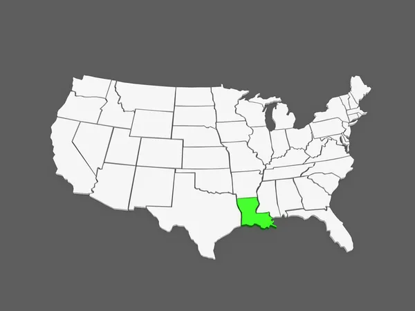 Trójwymiarowa mapa Luizjany. Stany Zjednoczone Ameryki. — Zdjęcie stockowe