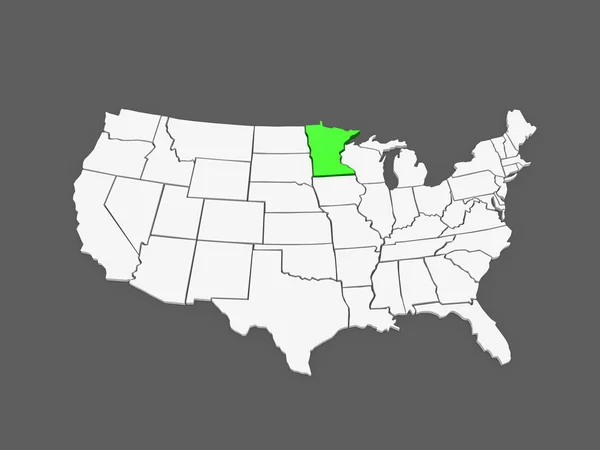 Mapa tridimensional de Minnesota. Estados Unidos . —  Fotos de Stock