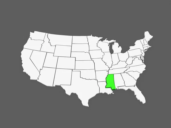 Trójwymiarowa mapa mississippi. Stany Zjednoczone Ameryki. — Zdjęcie stockowe