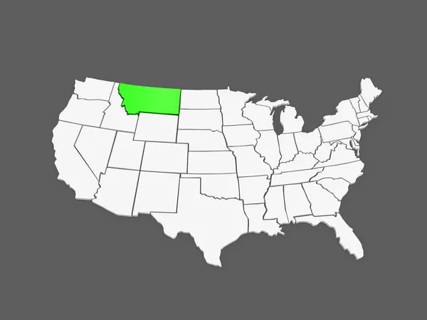 Dreidimensionale Karte von Montana. USA. — Stockfoto