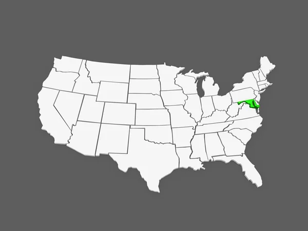 Three-dimensional map of Maryland. USA. — Stock Photo, Image