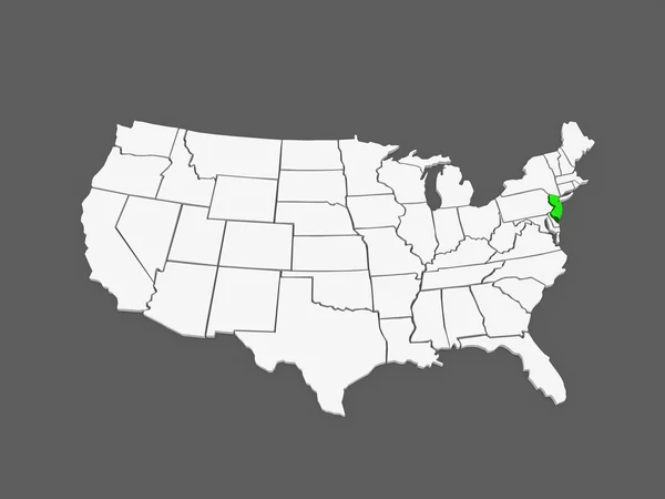 뉴저지의 3 차원 지도입니다. 미국. — 스톡 사진