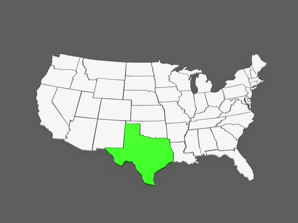 Trójwymiarowa mapa Texas. Stany Zjednoczone Ameryki. — Zdjęcie stockowe